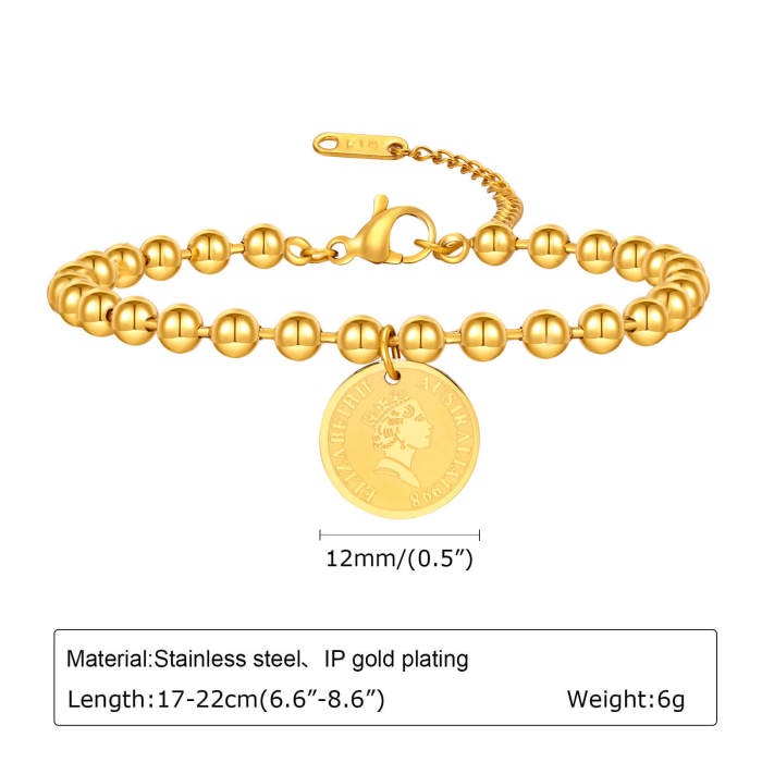 Wholesale Stainless Steel Beads Bracelet with Charm