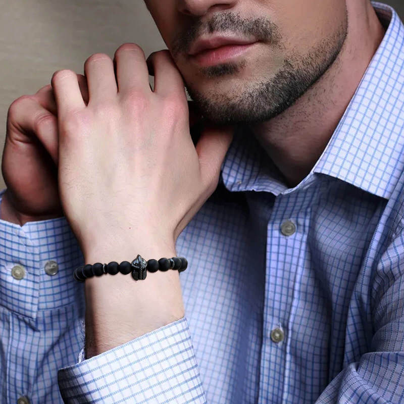 Wholesale Black Gallstone Helmet Agate Beaded Bracelet