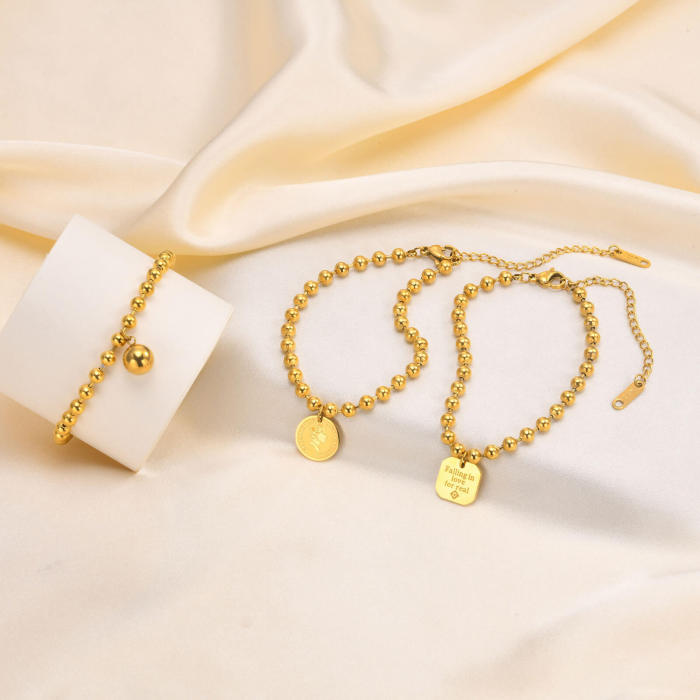 Wholesale Stainless Steel Beads Bracelet with Charm