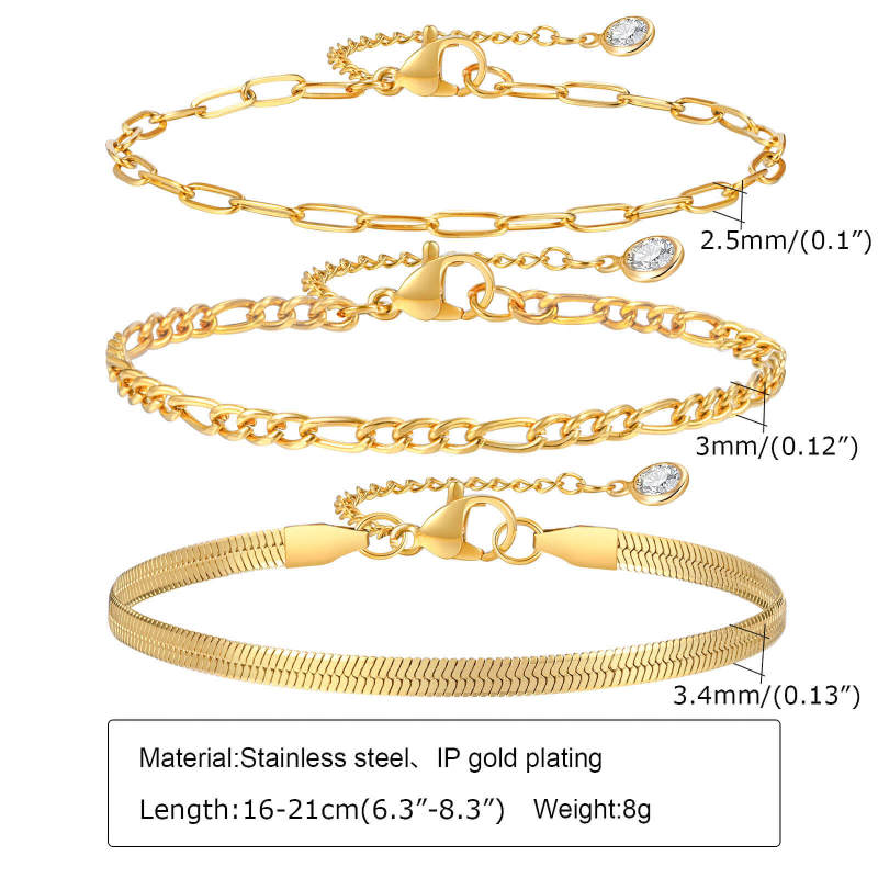 Wholesale Stainless Steel 3 Piece Stacked Bracelet