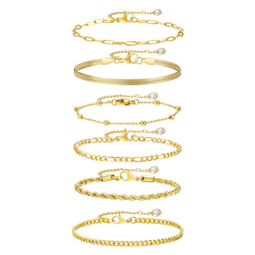 Wholesale Stainless Steel Six Pieces Stacked Bracelet