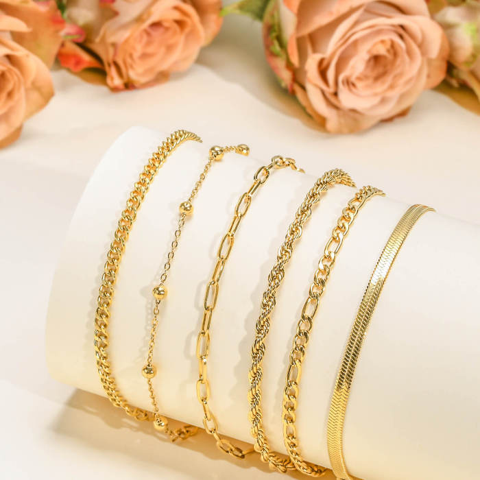 Wholesale Stainless Steel Six Pieces Stacked Bracelet