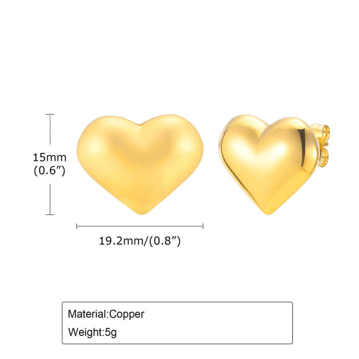 Wholesale Stainless Steel 18K Heart Earrings