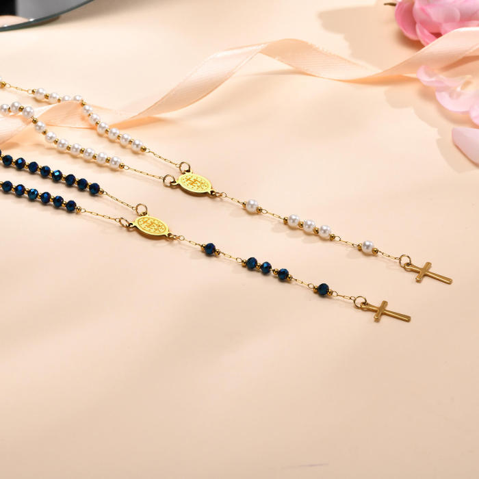 Wholesale Stainless Steel Rosy Cross Necklace