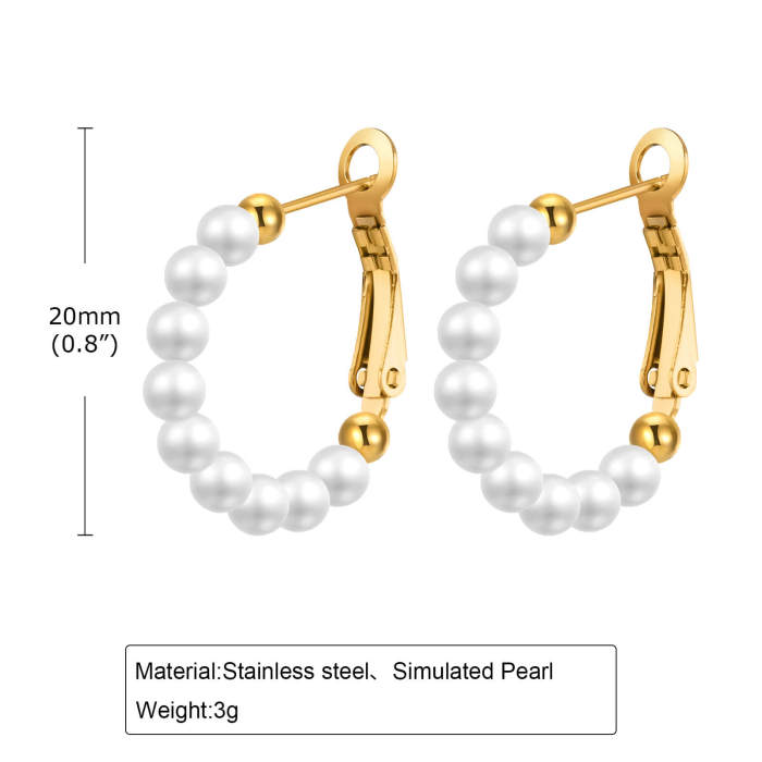 Wholesale Stainless Steel Imitation Pearl Earrings