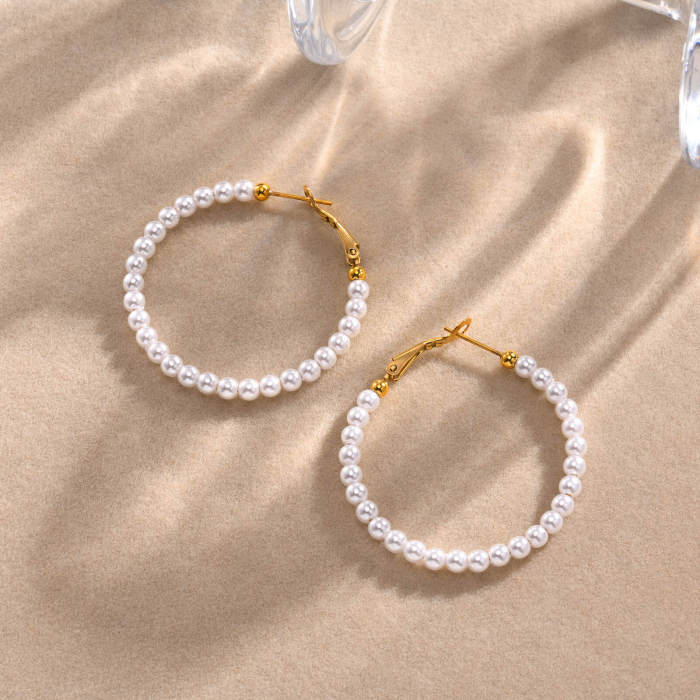 Wholesale Stainless Steel Imitation Pearl Earrings