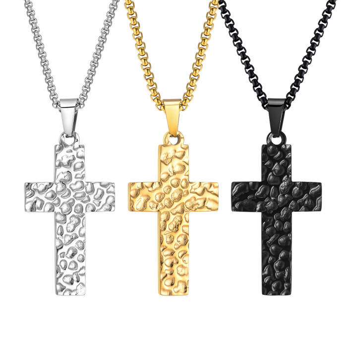 Wholesale Stainless Steel Hammered Cross Pendant