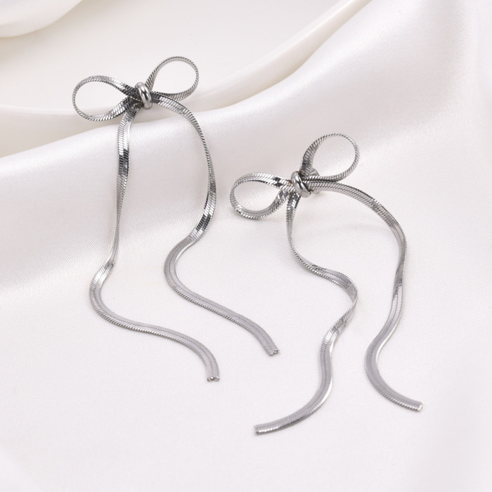 Wholesale Stainless Steel Ribbon Women's Earrings