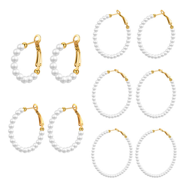 Wholesale Stainless Steel Imitation Pearl Earrings