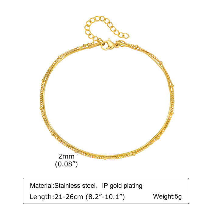 Wholesale  Stainless Steel Double Layer Anklet