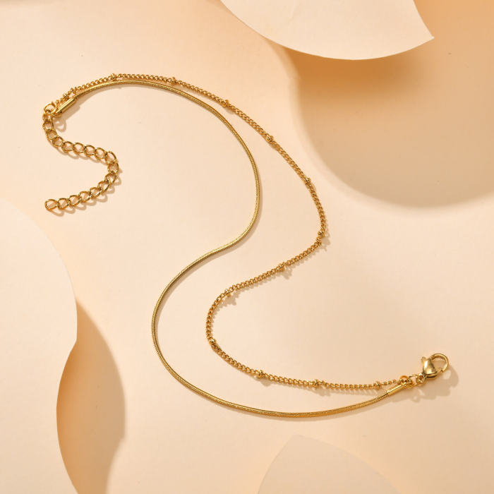 Wholesale  Stainless Steel Double Layer Anklet