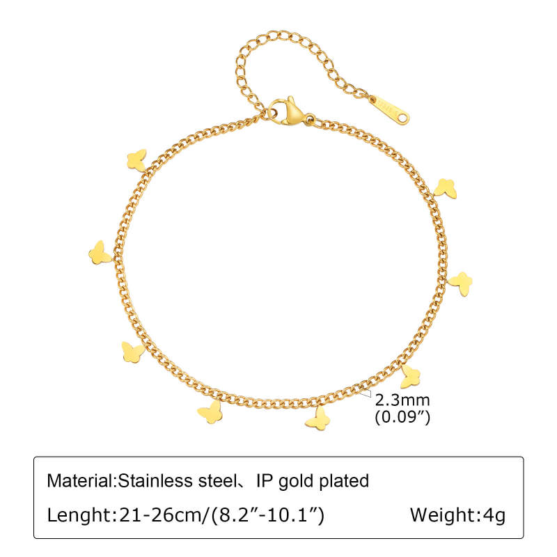 Wholesale Stainless Steel Butterfly Chain Anklet