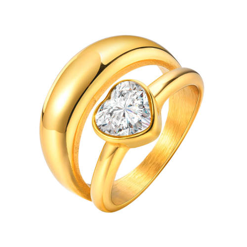 Wholesale Stainless Steel Women CZ Heart Ring