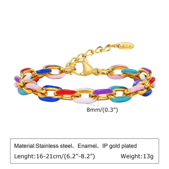 Wholesale Stainless Steel Colorful Cuban Chain Bracelet