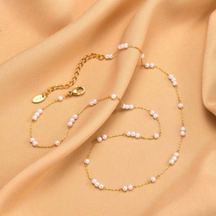 Wholesale Stainless Steel Imitation Pearl Necklace