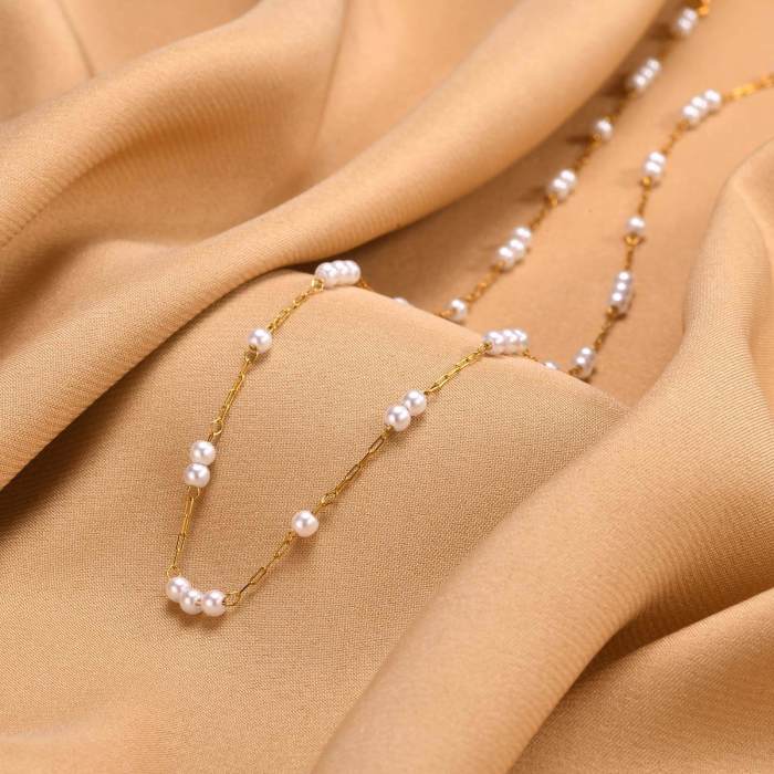 Wholesale Stainless Steel Imitation Pearl Necklace