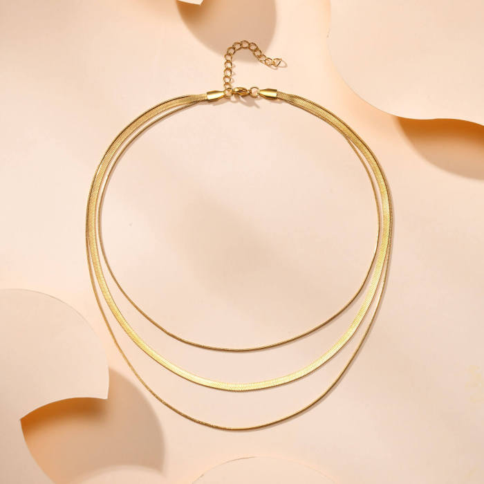 Wholesale Stainless Steel Triple Layered Necklace
