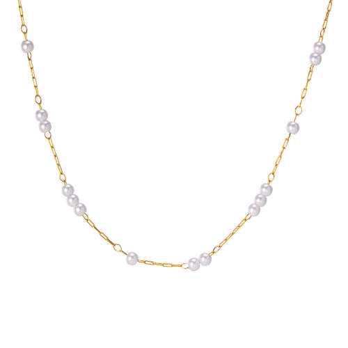 Wholesale Stainless Steel Imitation Pearl Necklace