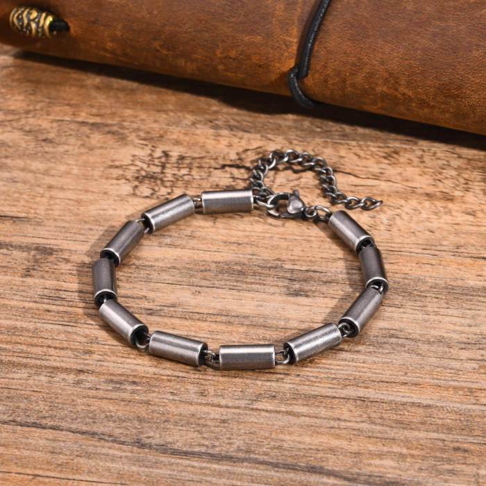 Wholesale Stainless Steel Cylinder Chain Bracelet