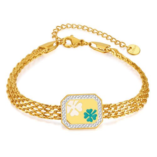 Wholesale Stainless Steel Four Leaf Clover Bracelet