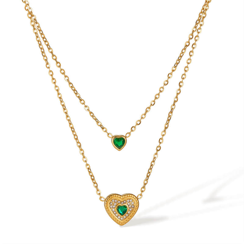 Wholesale Stainless Steel Double Heart Necklace