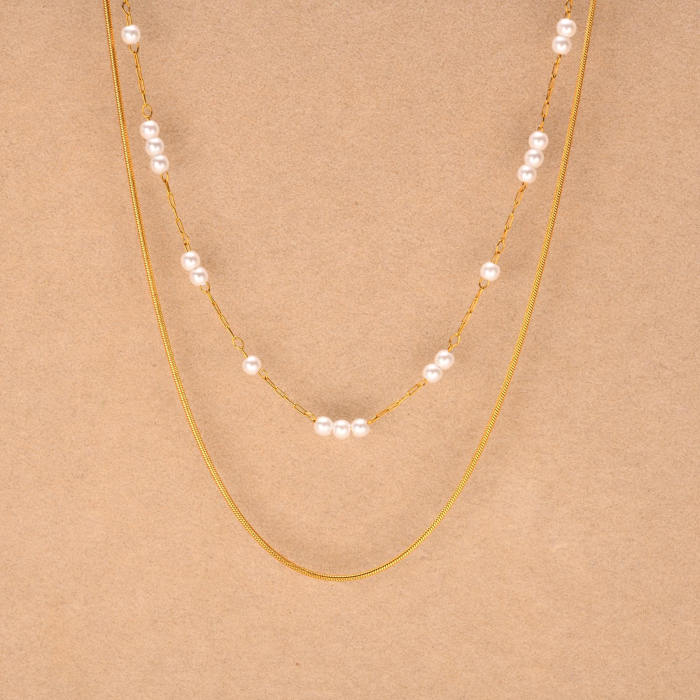 Wholesale Stainless Steel Imitation Pearl Necklace