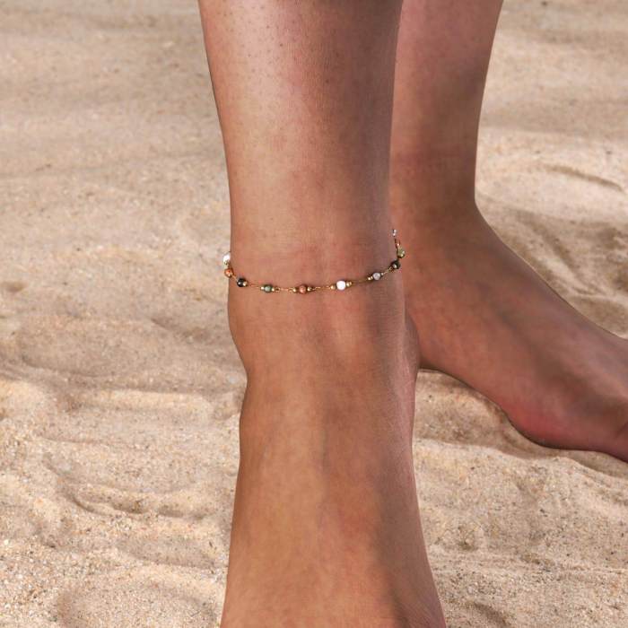 Wholesale Stainless Steel Natural Stone Anklet Necklace