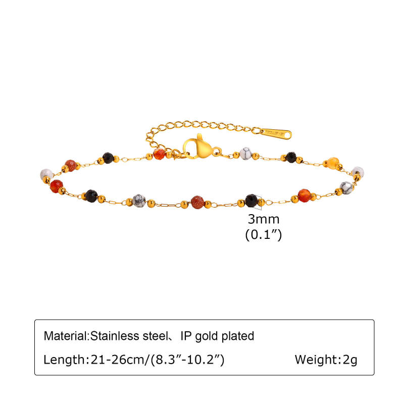 Wholesale Stainless Steel Natural Stone Anklet Necklace