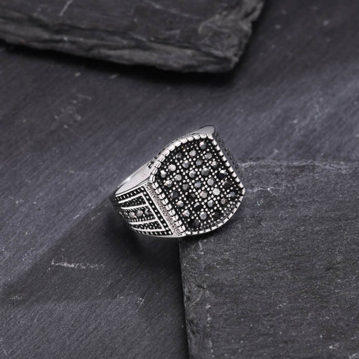Wholesale Stainless Steel Black Zirconia Ring for Men