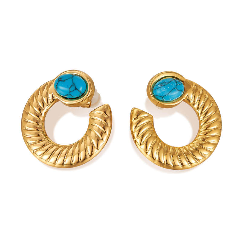 Wholesale Stainless Steel Blue Turquoise Earrings