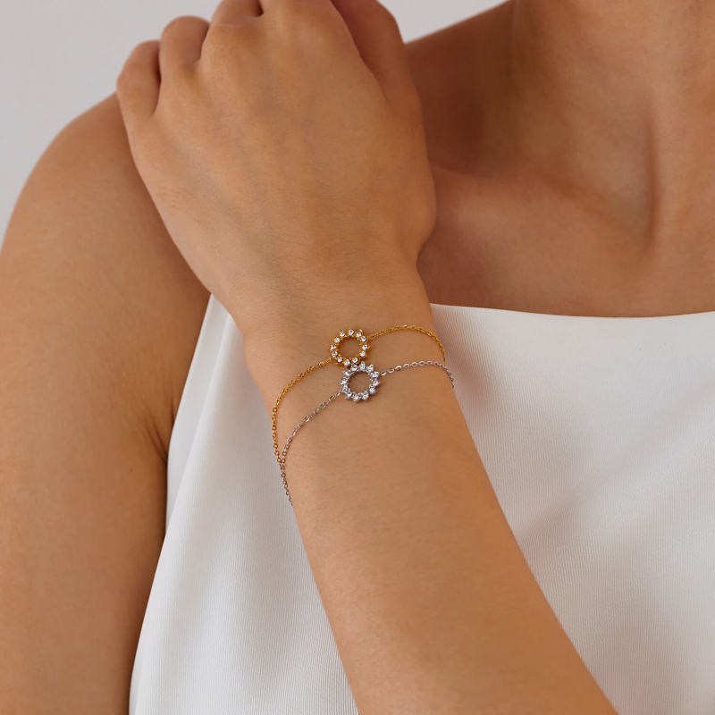 Wholesale Stainless Steel cz Flower Bracelet