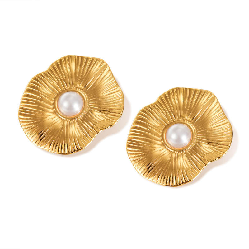 Wholesale Stainless Steel Lotus Leaf Earrings