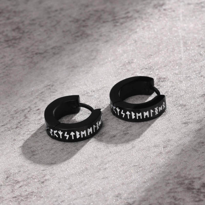 Wholesale Stainless Steel Viking Black Earrings
