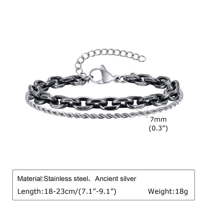 Wholesale Stainless Steel Double Layer Men Bracelet