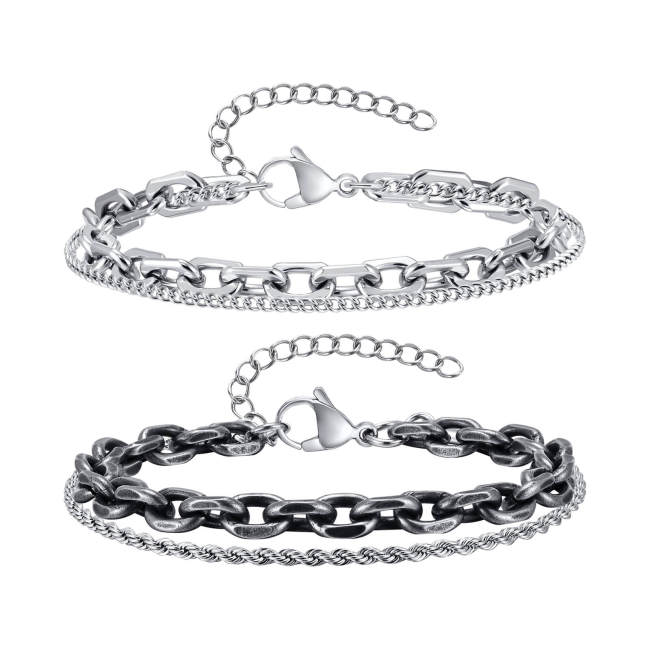 Wholesale Stainless Steel Double Layer Men Bracelet