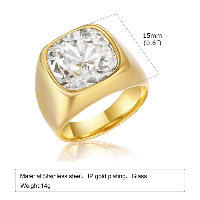 Wholesale Stainless Steel White Glass Ring