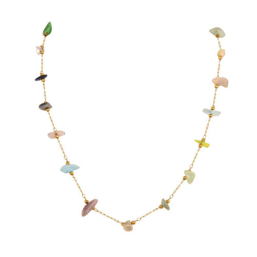 Wholesale Stainless Steel Colored Natural Stone Necklace