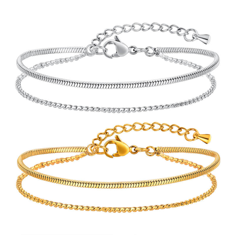 Wholesale Stainless Steel Double Stacked Bracelet