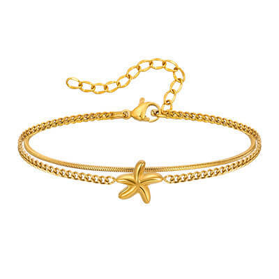 Wholesale Stainless Steel Starfish Stacking Bracelet