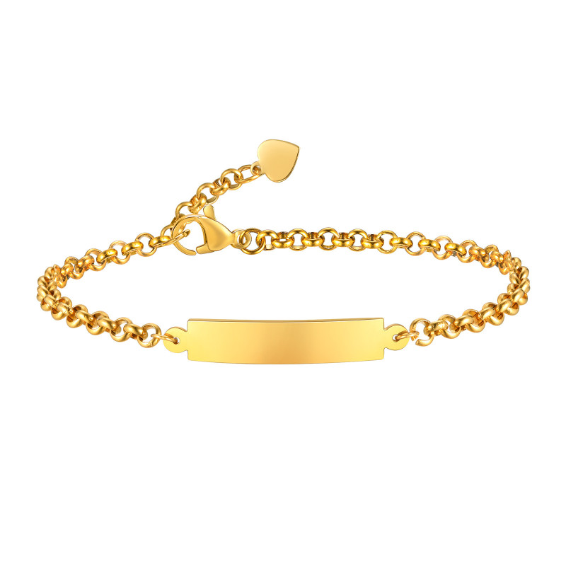 Wholesale Stainless Steel Engraved Gold Bracelet