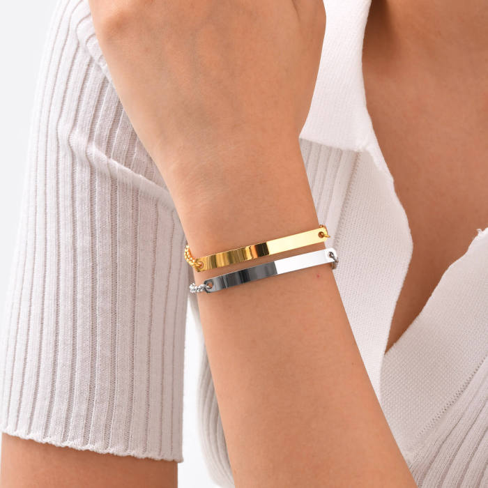 Wholesale Stainless Steel Blank Curved Tag Bracelet