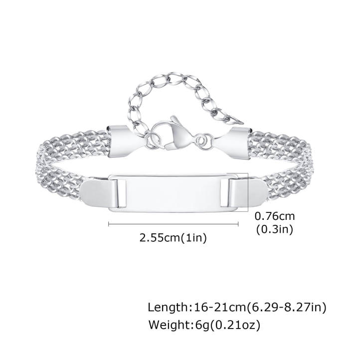 Wholesale Stainless Steel Women Kids Blank ID Bracelet