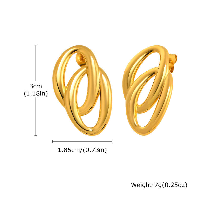 Wholesale Stainless Steel Double Oval Earrings