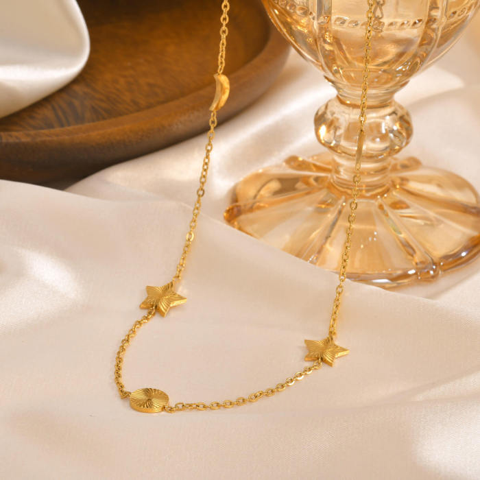Wholesale Stainless Steel Sun Moon Star Necklace