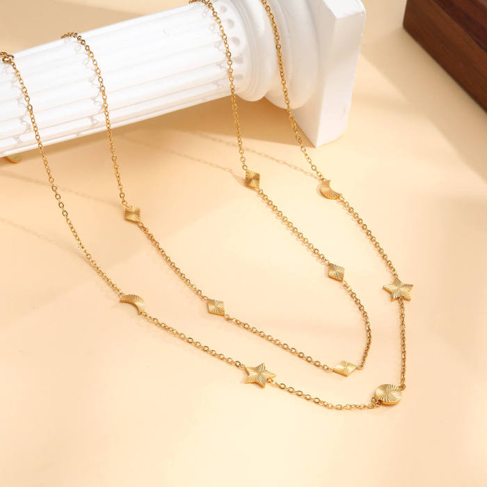 Wholesale Stainless Steel Sun Moon Star Necklace
