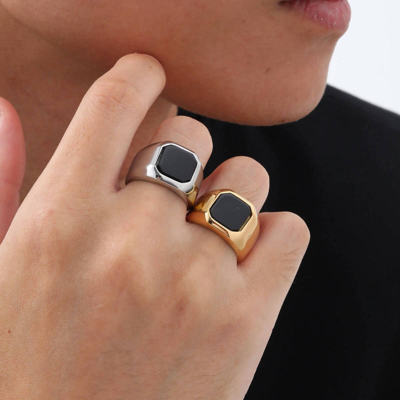 Wholesale Stainless Steel Black Onyx Ring