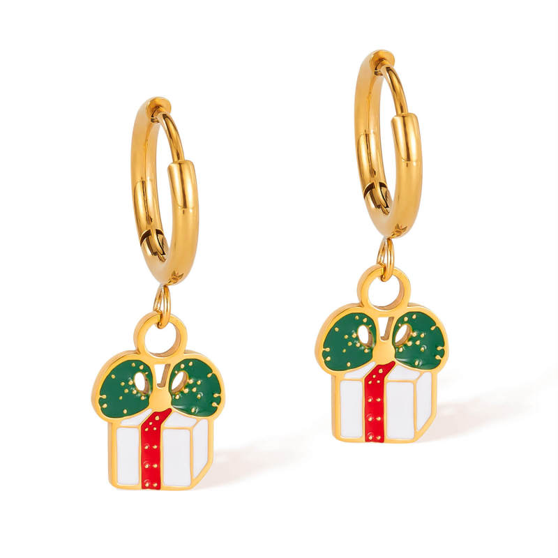 Wholesale Stainless Steel Christmas Gift Box Earrings