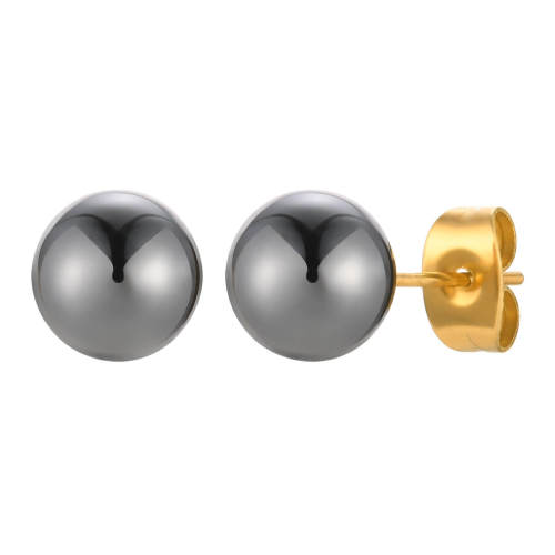 Wholesale Black Gallstone Stainless Steel Earrings