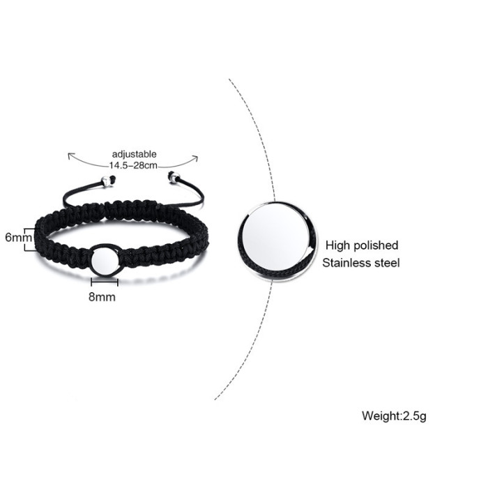Wholesale Stainless Steel Fashion Adjustable Rope Bracelet