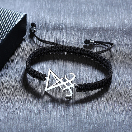 Wholesale Stainless Steel Braided Satanic Symbol Bracelet
